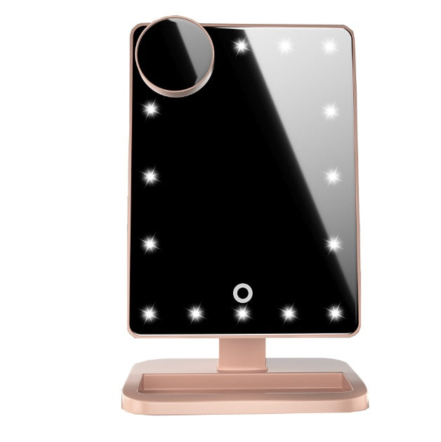 💡 Touchscreen Sminkspegel med LED, Bluetooth & Förstoringsspegel – 3-i-1 Skönhetsstation
