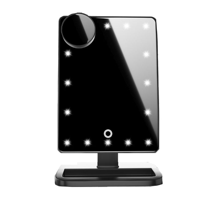 💡 Touchscreen Sminkspegel med LED, Bluetooth & Förstoringsspegel – 3-i-1 Skönhetsstation