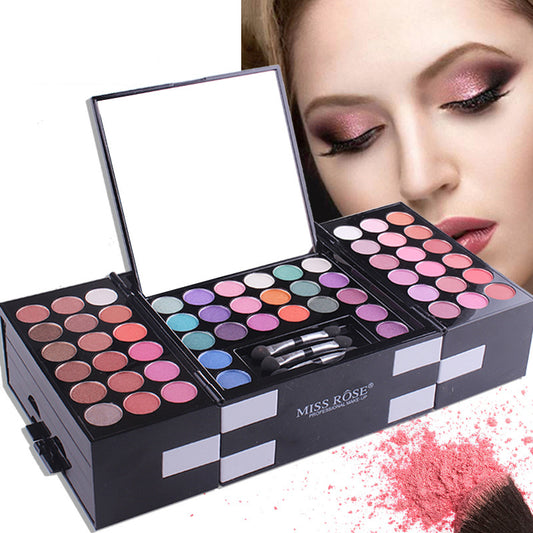 🎨 MISS ROSE Makeupkit – 144 Ögonskuggor + Rouge & Brynprodukter i Ett Lyxigt Set