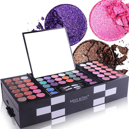🎨 MISS ROSE Makeupkit – 144 Ögonskuggor + Rouge & Brynprodukter i Ett Lyxigt Set