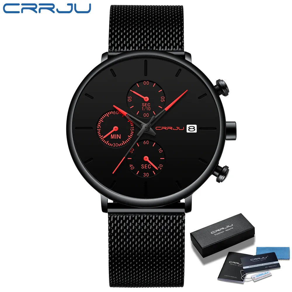 CRRJU™ Steel Date – Elegant Sportklocka med Mesharmband