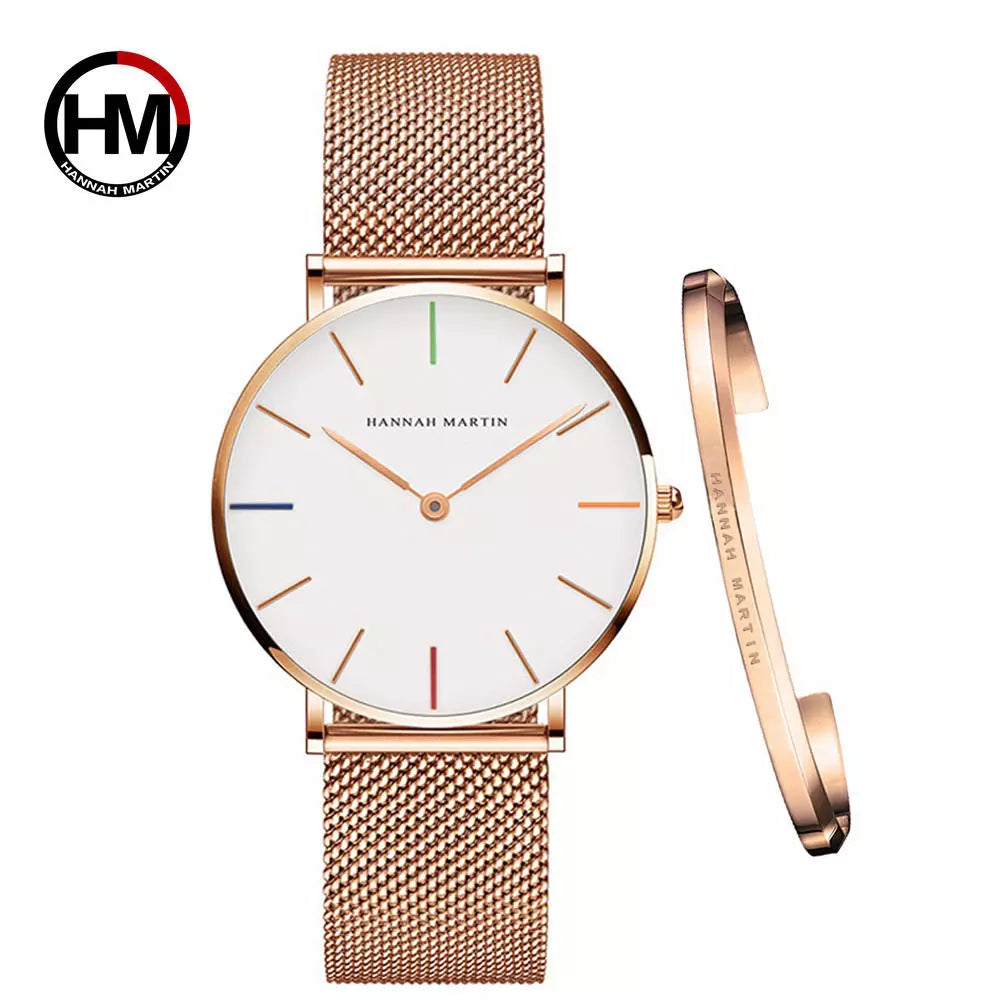 Elegant Damklocka i Roséguld – Set med Armband