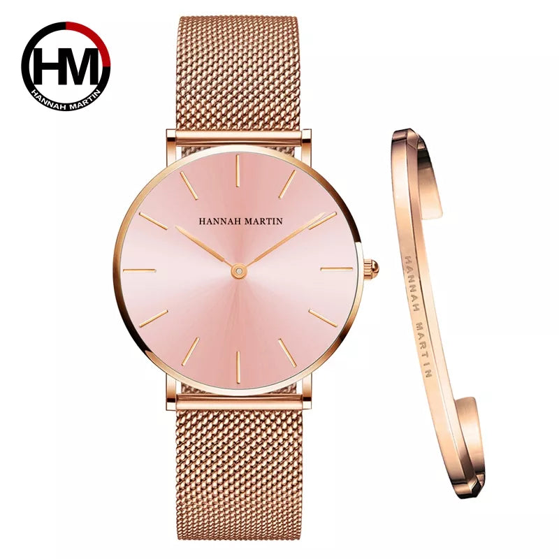 Elegant Damklocka i Roséguld – Set med Armband