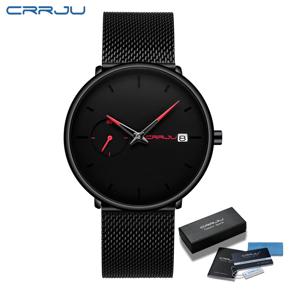 CRRJU™ Steel Date – Elegant Sportklocka med Mesharmband