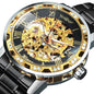 WINNER™ Transparent Skeleton – Lyxig Mekanisk Herrklocka med Diamantdetaljer