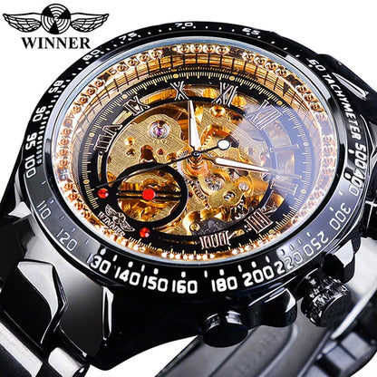T-WINNER™ Skeleton Automatic – Elegant Mekanisk Herrklocka i Guld & Stål