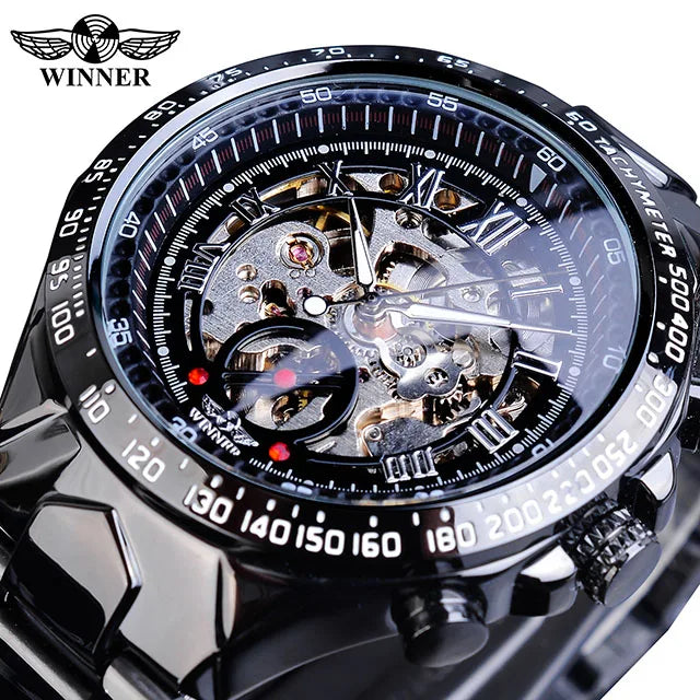T-WINNER™ Skeleton Automatic – Elegant Mekanisk Herrklocka i Guld & Stål