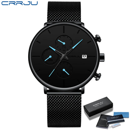 CRRJU™ Steel Date – Elegant Sportklocka med Mesharmband