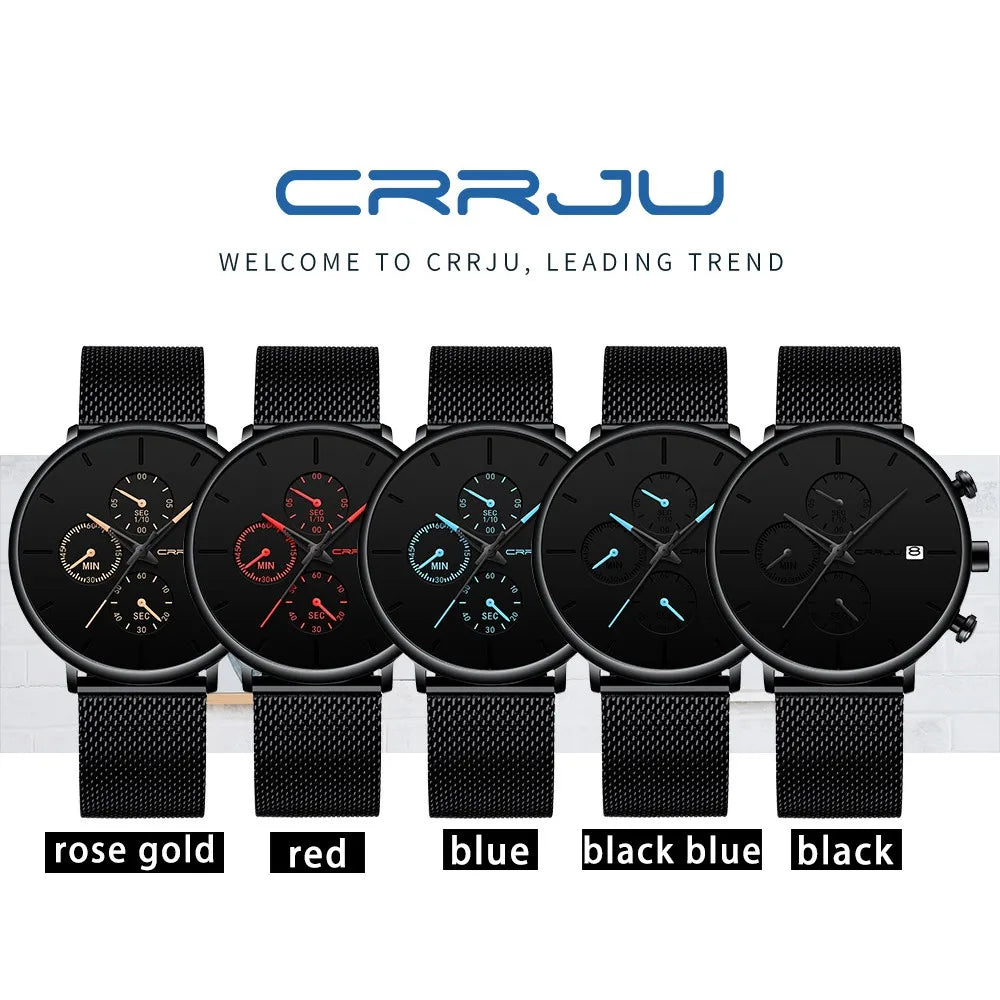 CRRJU™ Steel Date – Elegant Sportklocka med Mesharmband