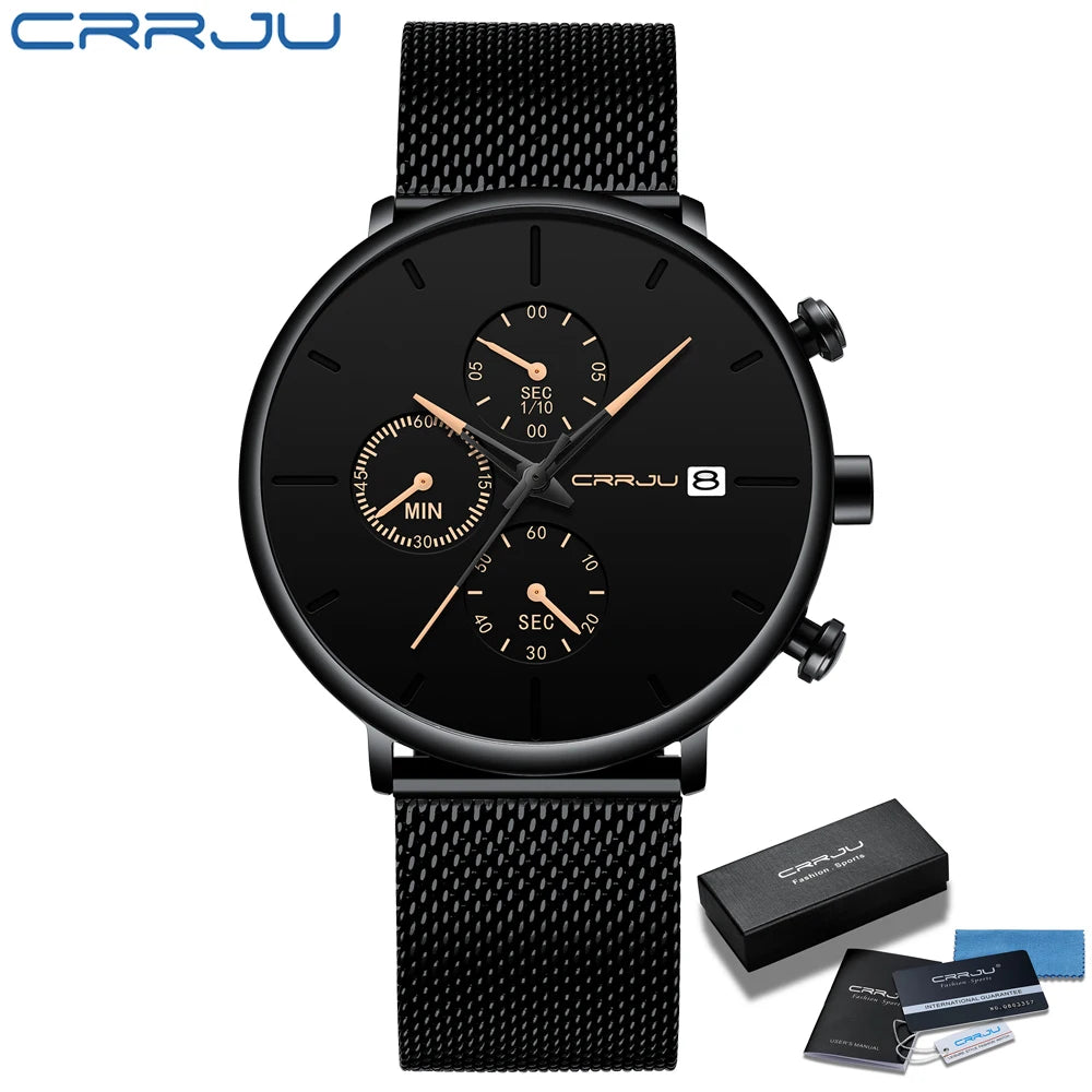 CRRJU™ Steel Date – Elegant Sportklocka med Mesharmband