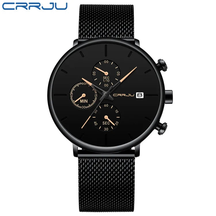 CRRJU™ Steel Date – Elegant Sportklocka med Mesharmband