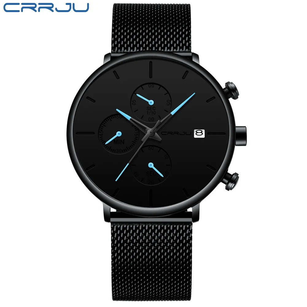 CRRJU™ Steel Date – Elegant Sportklocka med Mesharmband