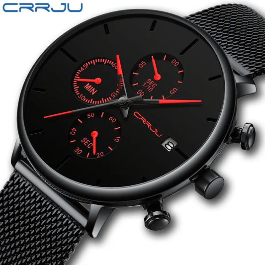 CRRJU™ Steel Date – Elegant Sportklocka med Mesharmband