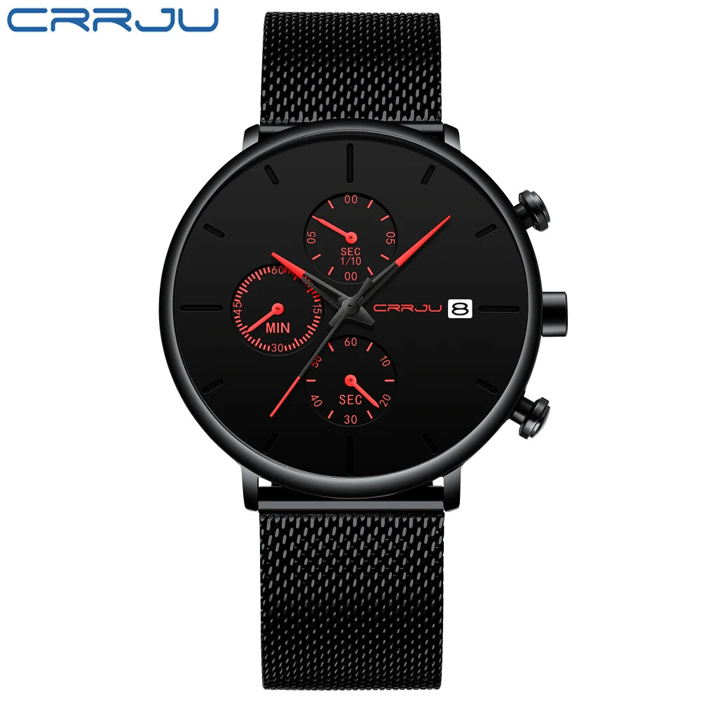 CRRJU™ Steel Date – Elegant Sportklocka med Mesharmband