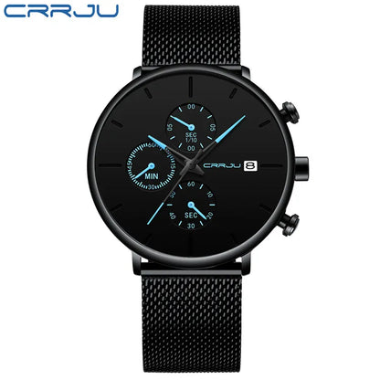 CRRJU™ Steel Date – Elegant Sportklocka med Mesharmband