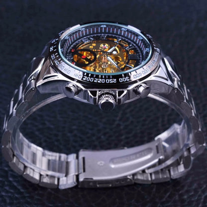 T-WINNER™ Skeleton Automatic – Elegant Mekanisk Herrklocka i Guld & Stål