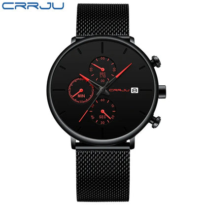 CRRJU™ Steel Date – Elegant Sportklocka med Mesharmband