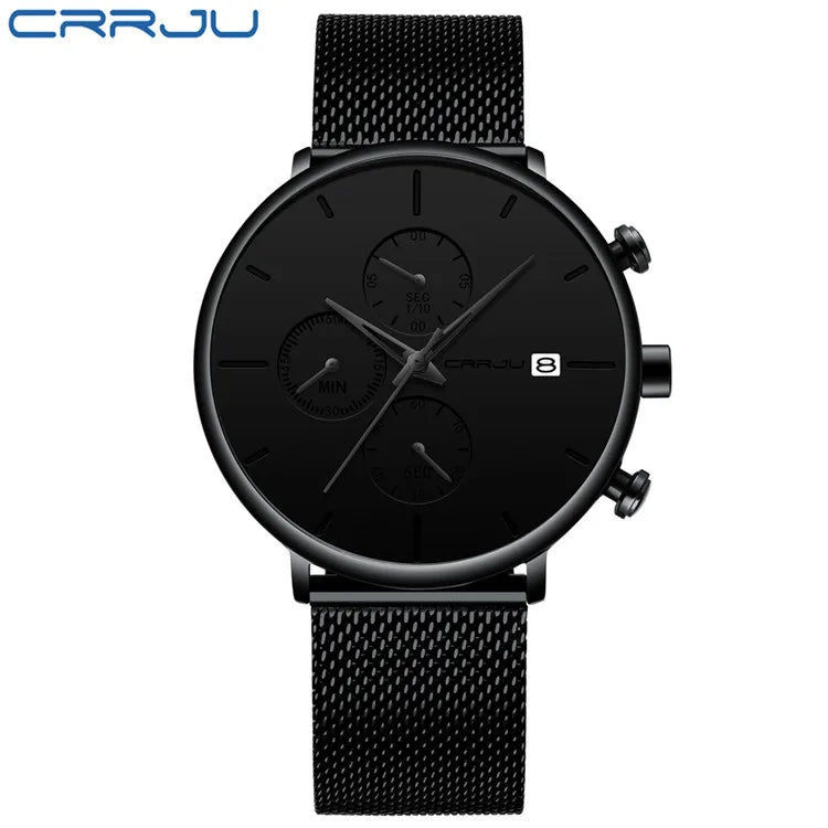 CRRJU™ Steel Date – Elegant Sportklocka med Mesharmband