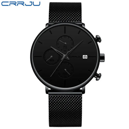 CRRJU™ Steel Date – Elegant Sportklocka med Mesharmband