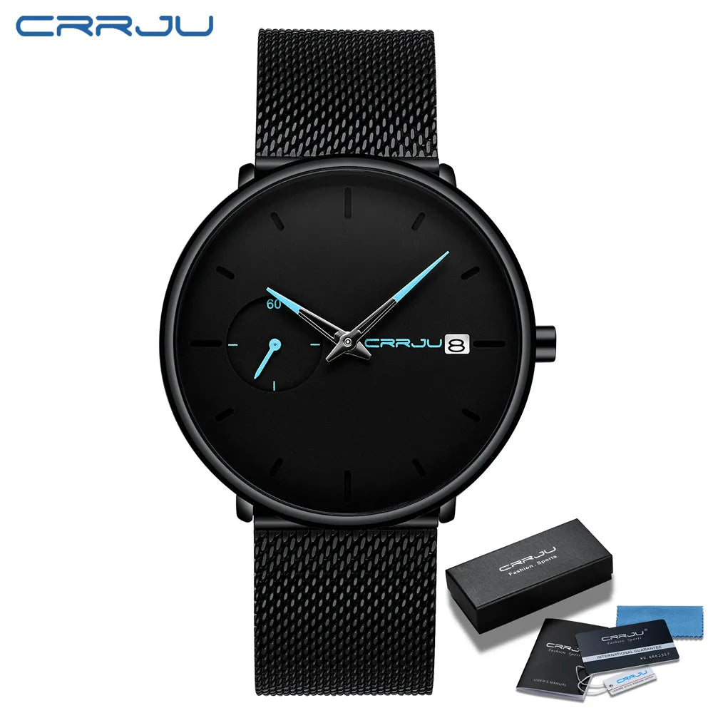 CRRJU™ Steel Date – Elegant Sportklocka med Mesharmband