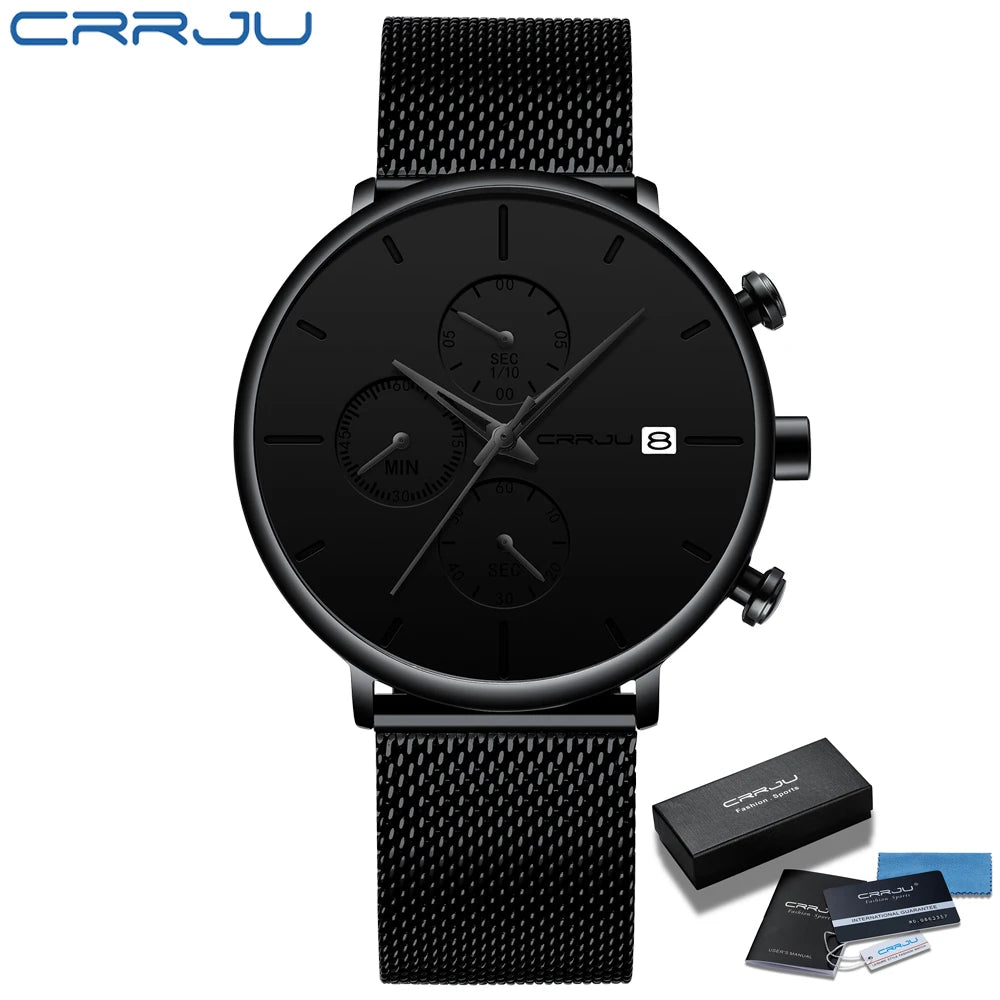 CRRJU™ Steel Date – Elegant Sportklocka med Mesharmband
