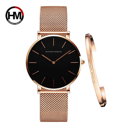 Elegant Damklocka i Roséguld – Set med Armband