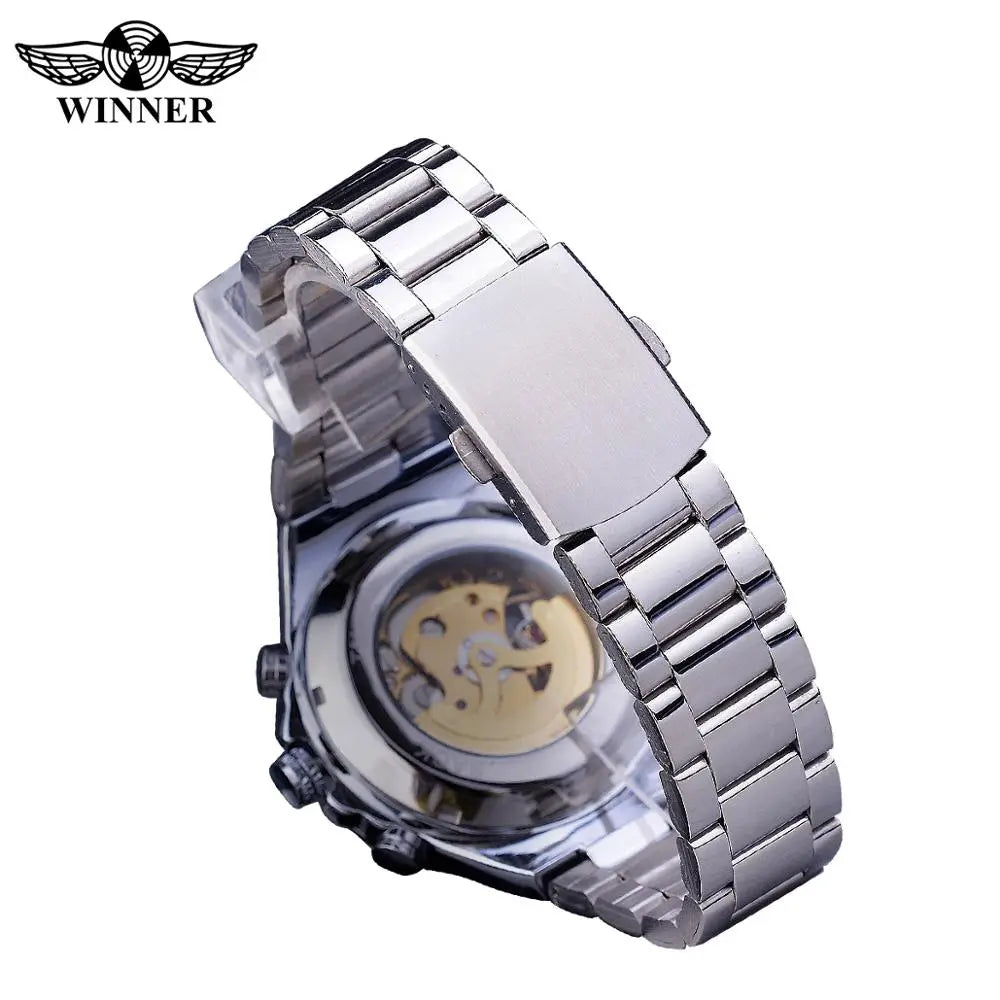 T-WINNER™ Skeleton Automatic – Elegant Mekanisk Herrklocka i Guld & Stål