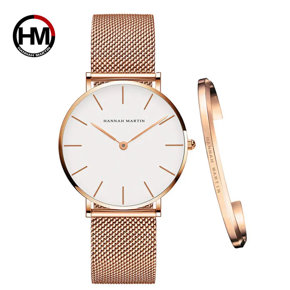 Elegant Damklocka i Roséguld – Set med Armband