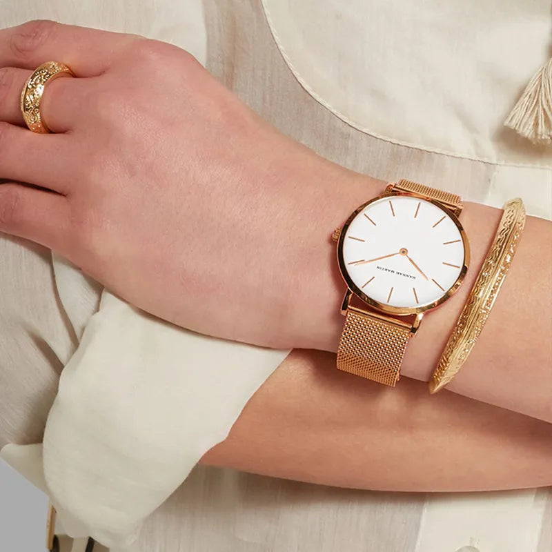 Elegant Damklocka i Roséguld – Set med Armband