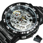 WINNER™ Transparent Skeleton – Lyxig Mekanisk Herrklocka med Diamantdetaljer