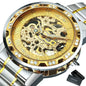 WINNER™ Transparent Skeleton – Lyxig Mekanisk Herrklocka med Diamantdetaljer