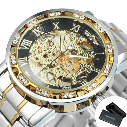 WINNER™ Transparent Skeleton – Lyxig Mekanisk Herrklocka med Diamantdetaljer