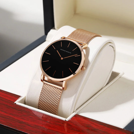 Elegant Damklocka i Roséguld – Set med Armband