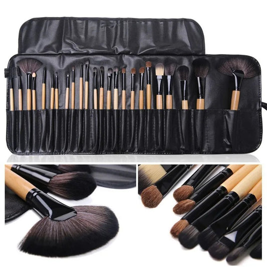 🎁 24-delars Makeupborstset i Presentpåse – Komplett Set för Ansikte, Ögon & Detaljer